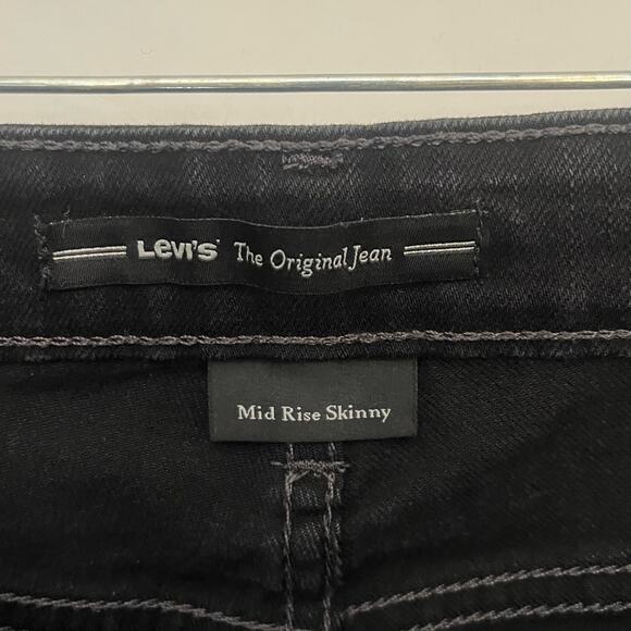 LEVI'S Mid Rise Skinny Jeans Womens 10 S/C Black Grunge Streetwear Embroidered - Picture 9 of 12
